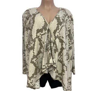 NANETTE‎ LuLaRoe Cardigan Cover Up 3XL NWT Neutral Grey White Snakeskin Stretchy